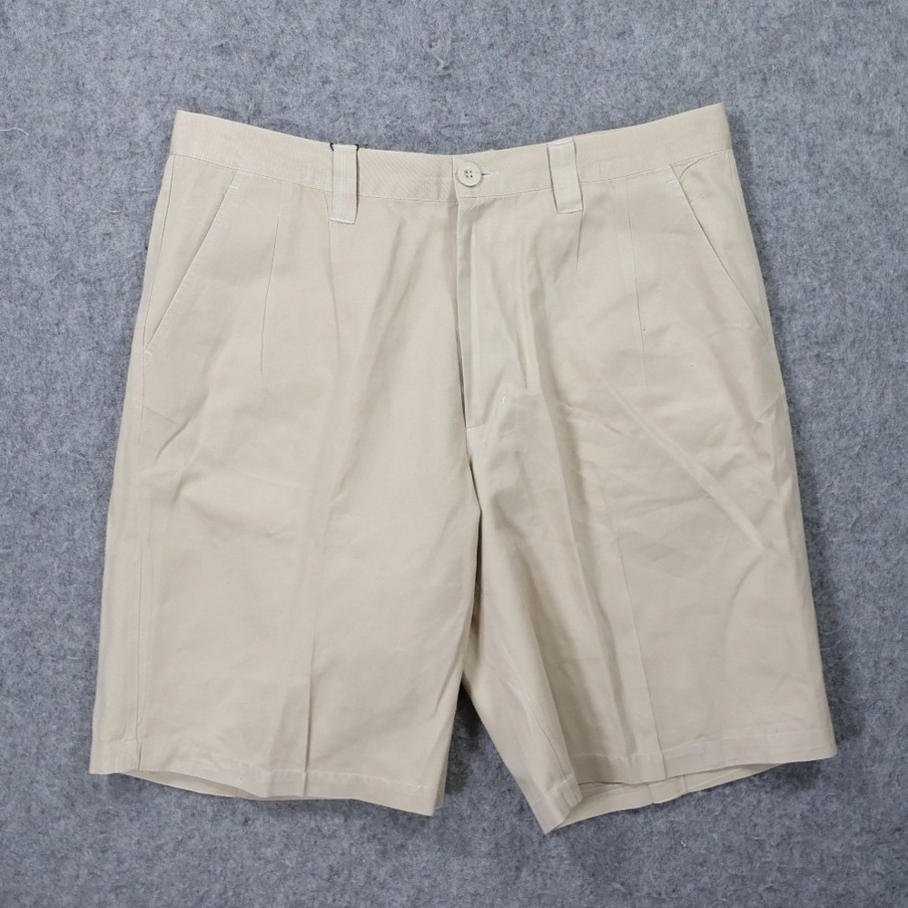 Bill Blass Chino Shorts Mens 36 Beige Excellent Cotton Twill Casual Classic